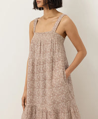 clearance coastal double gauze strappy tiered maxi dress