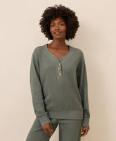 clearance thermal waffle henley pullover