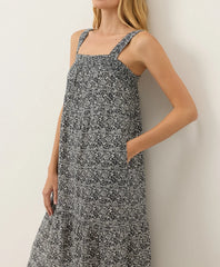 coastal double gauze strappy tiered maxi dress