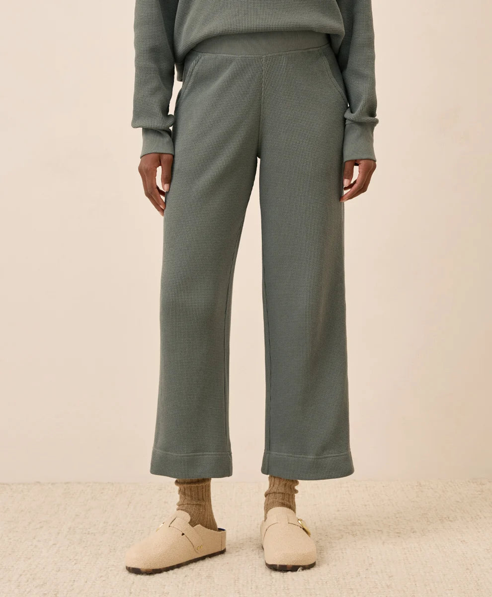 clearance thermal waffle wide leg pant