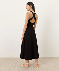 fit & flare open back maxi dress