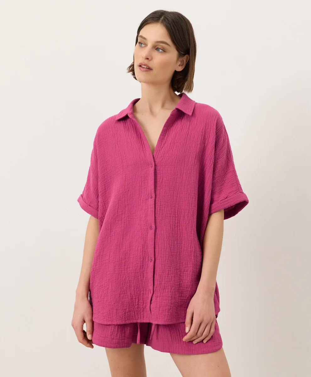 clearance coastal double gauze oversized shirt
